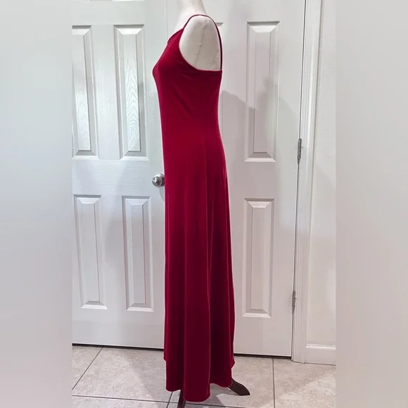 Vintage Jump Apparel Red Velvet Fitted Maxi Dress Size 11/12 - Picture 4 of 10